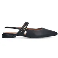 Manfield Zwarte leren slingbacks met dubbele bandjes | Maat 36