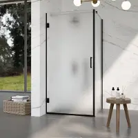 FortiFura Galeria Douchecabine - 90x80x200cm - scharnieren - deurgreep - vlak - gesatineerd veiligheidsglas - mat zwart SW1122552/SW1122561/SW797905/SW797929