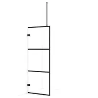 Maxaro Diamond Inloopdouche | 80 cm Mat zwart Helder met 4 zwarte strepen Vaste wand