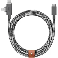 Native Union Belt Cable Duo Pro - 240W - USB-C to USB-C/Lightning - 2.4m - Zebra