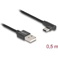 DeLOCK USB 2.0 Cable Type-A male to USB Type-C male angled 0.5 m black