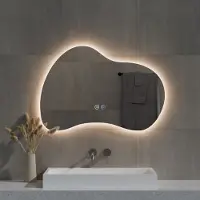 Best design Spiegel Strange Organisch 120x70 cm Incl. Spiegelverwarming & Dimare LED Verlichting