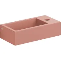 Clou Flush 3 Fontein 36x18cm Keramiek - Met Kraangat - Rechts - Mat Roze - 8717462013029 - Rechthoekig - Wastafels, Fonteinen, Vrijhangende Fonteinen