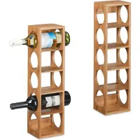 Relaxdays wijnrek - voor 5 flessen - set van 2 - bamboe - 53 x 14 x 12 cm - keuken - natuur