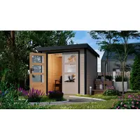 Karibu Gartenhaus, hybride tuinhuis, metalen constructie, model Jupiter 2, kleur: watergrijs, afmetingen: 209x213x208,5 cm