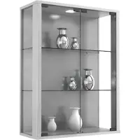 VCM Udina vitrinekast Wandmodel met 2 glazen deuren 2 glazen plankenZilverkleurig.