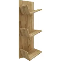 Hioshop Sulda wandkast wandhangend met 3 schuine planken Honing eiken decor.