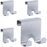 Relaxdays deurhaken rvs - set van 4 - over deur - 6,5 x 7 x 5 cm - deurkapstok - zilver