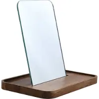 Spirella Houten Make Up Spiegel – Compacte Cosmetische Spiegel met Afneembaar Spiegelsysteem – Badkamerspiegel van Hout – 12,8 x 17,4 x 1,4 cm