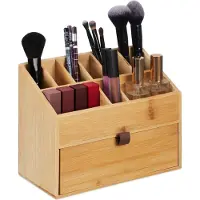 Relaxdays make up organizer - met lade - bureau organizer - kwastenhouder - 19 x 25,5 x 12,5 cm