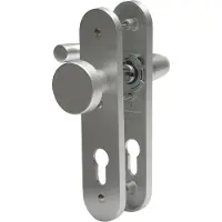 Nemef 3253 FP/B Rs Beslag kortschild afgerond | D kruk-knop | beslagset | geveerd | krukstift 8mm | F1 aluminium | PC72-blind | draairichting rechts - 9325307721