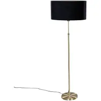 QAZQA Vloerlamp goud met ovale velours kap zwart 50 cm - Parte