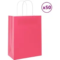 vidaXL Papieren zakjes 50 st met hengsels 21x11x28 cm roze