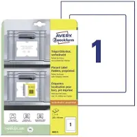 Avery-Zweckform 8003-5 Magazijnetiketten 220 x 160 mm Polypropyleen Wit, Lichtgrijs 5 stuk(s) Permanent hechtend