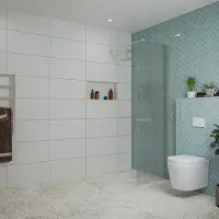 FortiFura Galeria inloopdouche - 60x200cm - ribbelglas - wandarm - Geborsteld RVS PVD (RVS) SW797950/SW797908