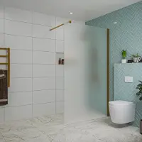 FortiFura Galeria inloopdouche - 120x200cm - mat glas - wandarm - Geborsteld koper PVD (Koper) SW797928/SW876702