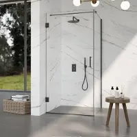 FortiFura Galeria Douchecabine - 100x100x200cm - scharnieren - deurgreep - stabilisatiestang - vlak - helder veiligheidsglas - PVD - geborsteld gunmetal (antraciet)