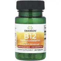Swanson Health - Vitamine B-12 Methylcobalamine, 5000 mcg met hoge absorptie - 60 tabletten