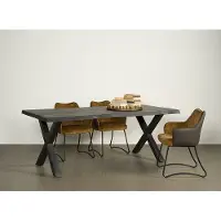 Tower Living Xara Live-edge dining table 180x90 - top 5 (Zwart, 180x90x78cm)