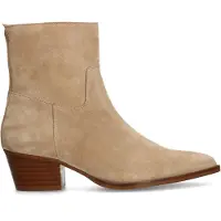 Manfield Beige suède enkellaarsjes met hak | Maat 38