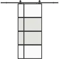 vidaXL Schuifdeur met beslagset 90x205 cm gehard glas zwart