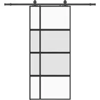 vidaXL Schuifdeur met beslag, zwart, 90x205 cm, veiligheidsglas