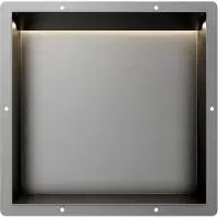 Guido Gusto Gun Metal RVS Inbouwnis 30x30x7cm met tegelflens LED verlichting