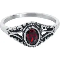 EtNox - Gothic Ring - Ruby - voor Vrouwen - zilverkleurig - Maat L