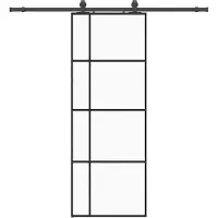 vidaXL Schuifdeur met beslag, zwart, 76x205 cm, veiligheidsglas