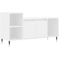 The Living Store Salontafel - Tv-meubel - Tv-meubel 100x35x55 cm bewerkt hout wit - Kast - Houten Tv-kast - Wit Tv-meubel