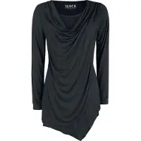 Black premium by emp Shirt met lange mouwen - Black Long-Sleeve Shirt with Waterfall Neckline - S tot 5XL - voor Vrouwen - zwart - Maat XXL