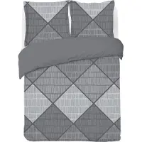 Vision Harold Dekbedovertrekset - 100% katoen: zacht en soepel - Tweepersoons - Dekbedovertrek 200 x 200 cm met 2 bijhorende slopen - Grijs - Oekotex gecertificeerd