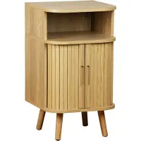 Sweeek Scandinavisch nachtkastje houtdecor 2 schuifdeuren Naturel