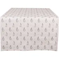 Clayre & Eef Tafelloper 50x140 cm Beige Grijs Katoen Konijn