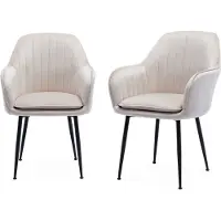 Sweeek Velours fauteuil met metalen poten (set van 2) Gebroken wit