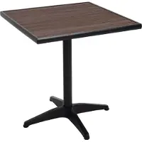 MCW Tuintafel -J95, balkontafel bistrotafel, gastronomie outdoor coating aluminium hout look ~ zwart, donkerbruin
