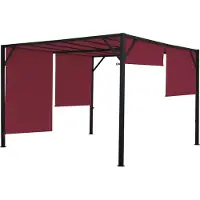 Mendler Pergola Baia, tuinpaviljoen terrasoverkapping, stevig 6cm stalen frame + schuifdak bordeaux-rood ~ 3x3m