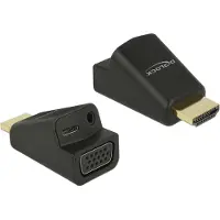 DeLOCK 65895 HDMI A VGA & 3.5 mm Audio Zwart kabeladapter/verloopstukje