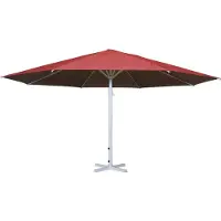Mendler Parasol Meran II, horeca-marktparasol, Ø 5 m polyester/aluminium mast wit 28 kg ~ rood zonder standaard