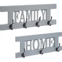 MCW 2-delige wandkapstokset -C60 Home+Family kapstokpaneel, shabby look vintage ~ grijs-blauw