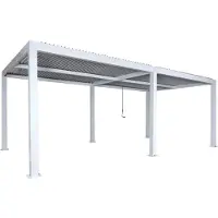 MCW Pergola -L46, tuinpaviljoen met latten, 11cm aluminium frame, stormvaste regengoot, 3x6m ~ wit