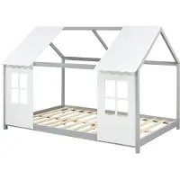En.casa Kinderbed Tostedt huisbed grenen grijs en wit 120x200 cm []