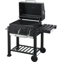 Casa.pro Houtskool BBQ Arnad met deksel 105x114x47,5 cm zwart