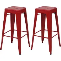 MCW Set van 2 barkrukken -A73, barkruk tegenkruk, metalen industrieel ontwerp stapelbaar ~ rood