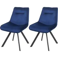 MCW Set van 2 eetkamerstoel -K24, gestoffeerde stoel keukenstoel fauteuil stoel, metaal fluweel ~ blauw