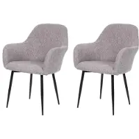 MCW Set van 2 eetkamerstoelen -F18, keukenstoel, retro design ~ stof/textiel grijs, zwarte poten