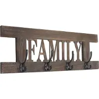 MCW Wandkapstok -C60 Familie, kapstok, kapstokpaneel, shabby look vintage 60x21cm ~ bruin, shabby