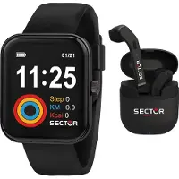 Sector herenhorloge, analoog-digitaal, siliconen band, sportmodel, zwart, USE51282008