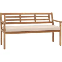 Mendler Tuinbank -N47, zitbank parkbank houten bank, massief hout acacia MVG-gecertificeerd ~ kussens crème-beige