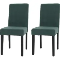 Mendler Set van 2 eetkamerstoelen Littau, keukenstoel hoge rugleuning, stof/textiel koord hout ~ groen, donkere poten
